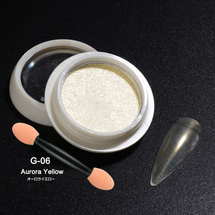 Neon Pigment Yellow Green Orange Rubbing Nail