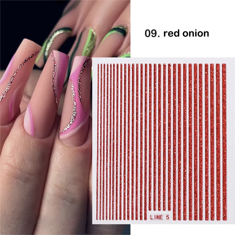 3D Stickers  Lines Holographic Silver Stripe  Nail