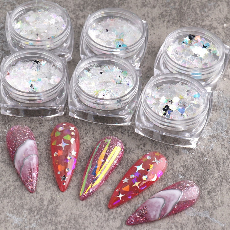 Glitter Sandy Sugar Powder Black White Silver Grainy Shinning Sequins