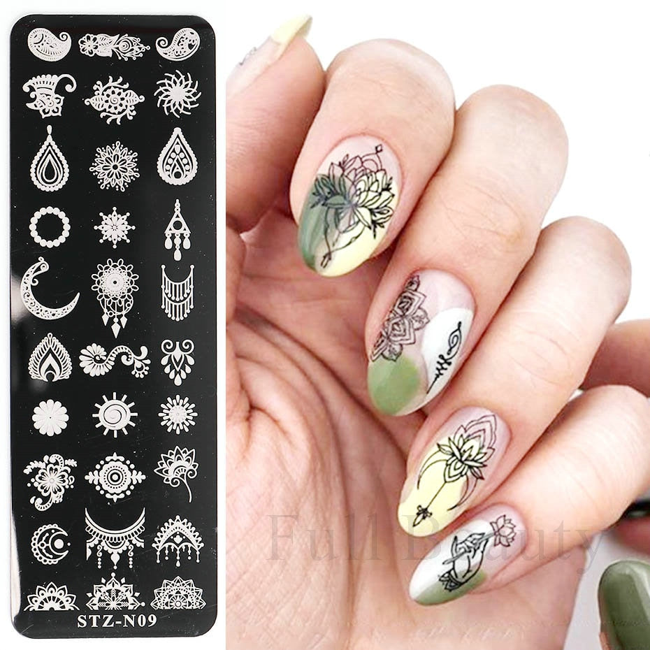 French Art Stamping Wave Flower Love Lace Stamp Nail