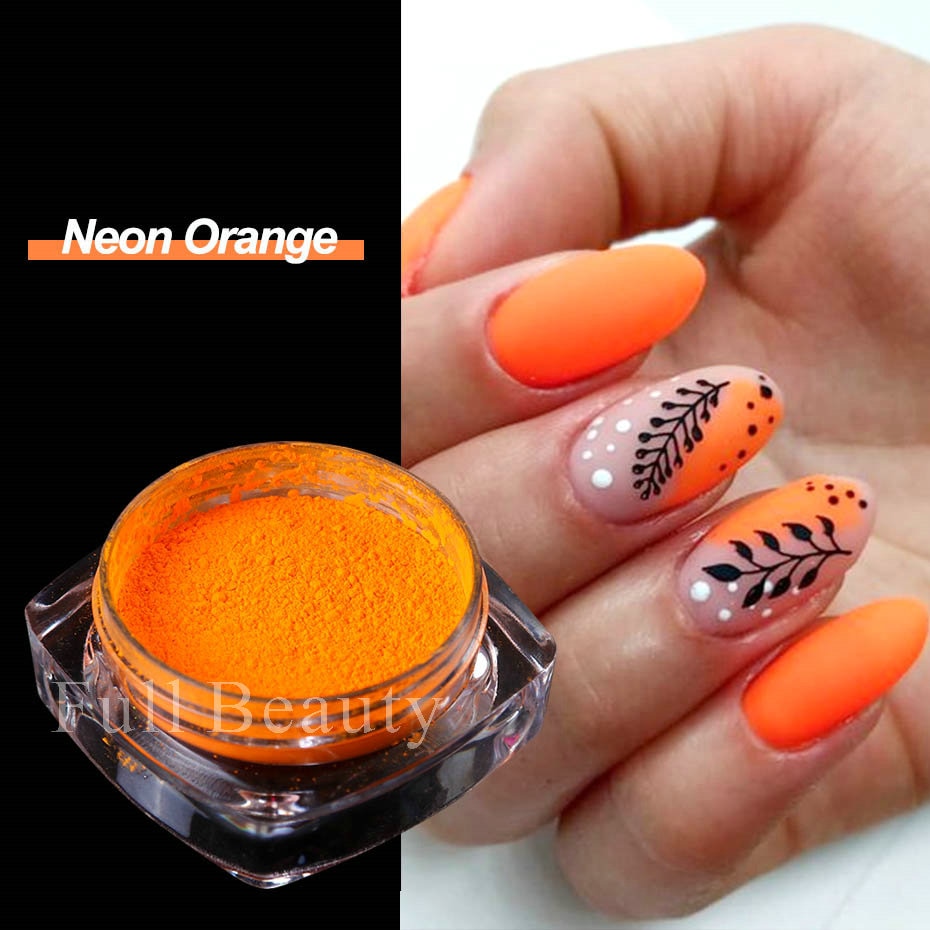 Neon Pigment Yellow Green Orange Rubbing Nail