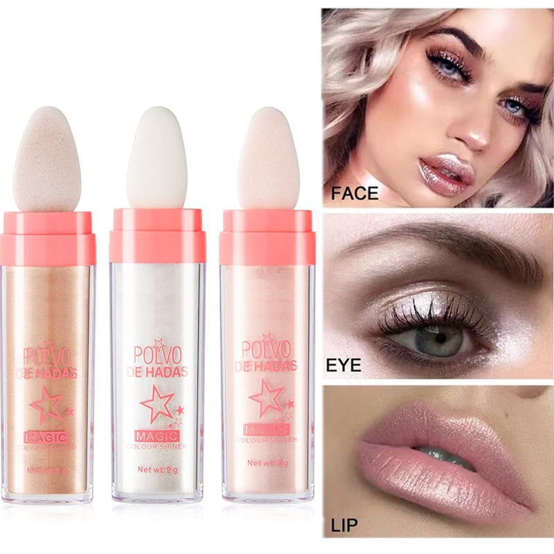 Face Highlighter Powder Stick Glowing Natural Shimmer Pink