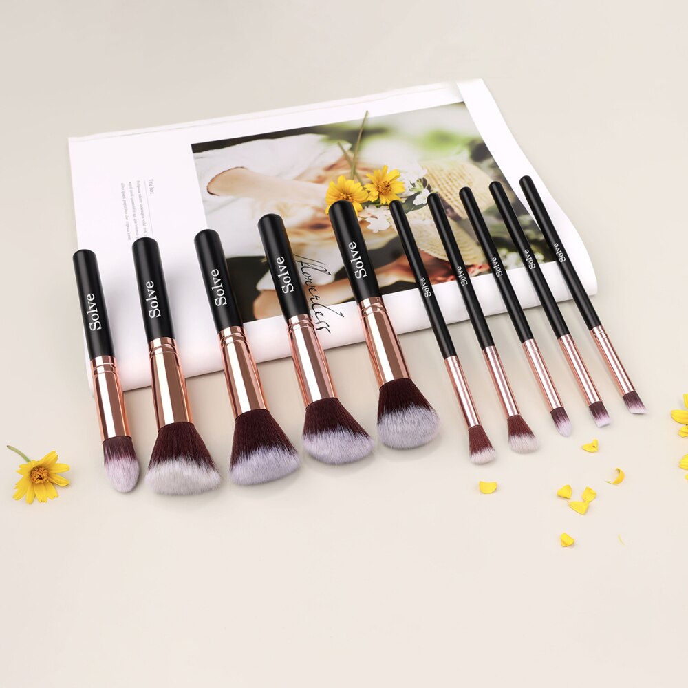 10Pcs Makeup Brushes Tools For Cosmetics Foundation