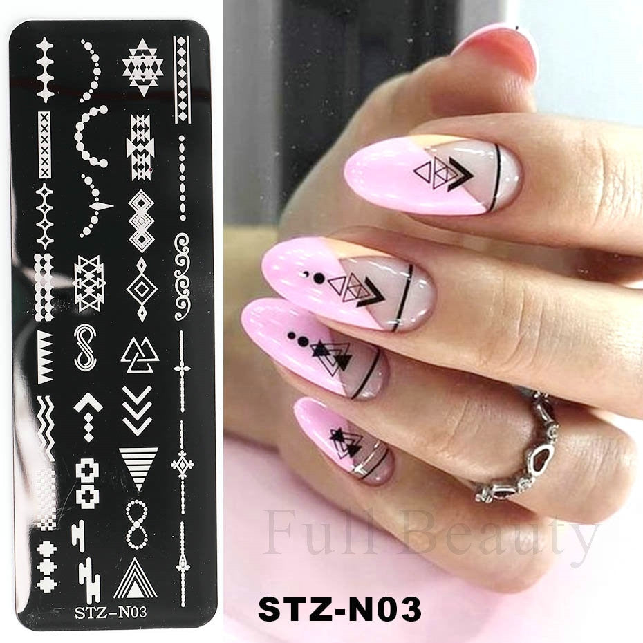 French Art Stamping Wave Flower Love Lace Stamp Nail
