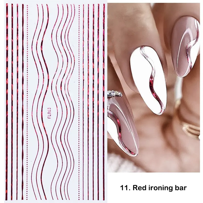 3D Stickers  Lines Holographic Silver Stripe  Nail