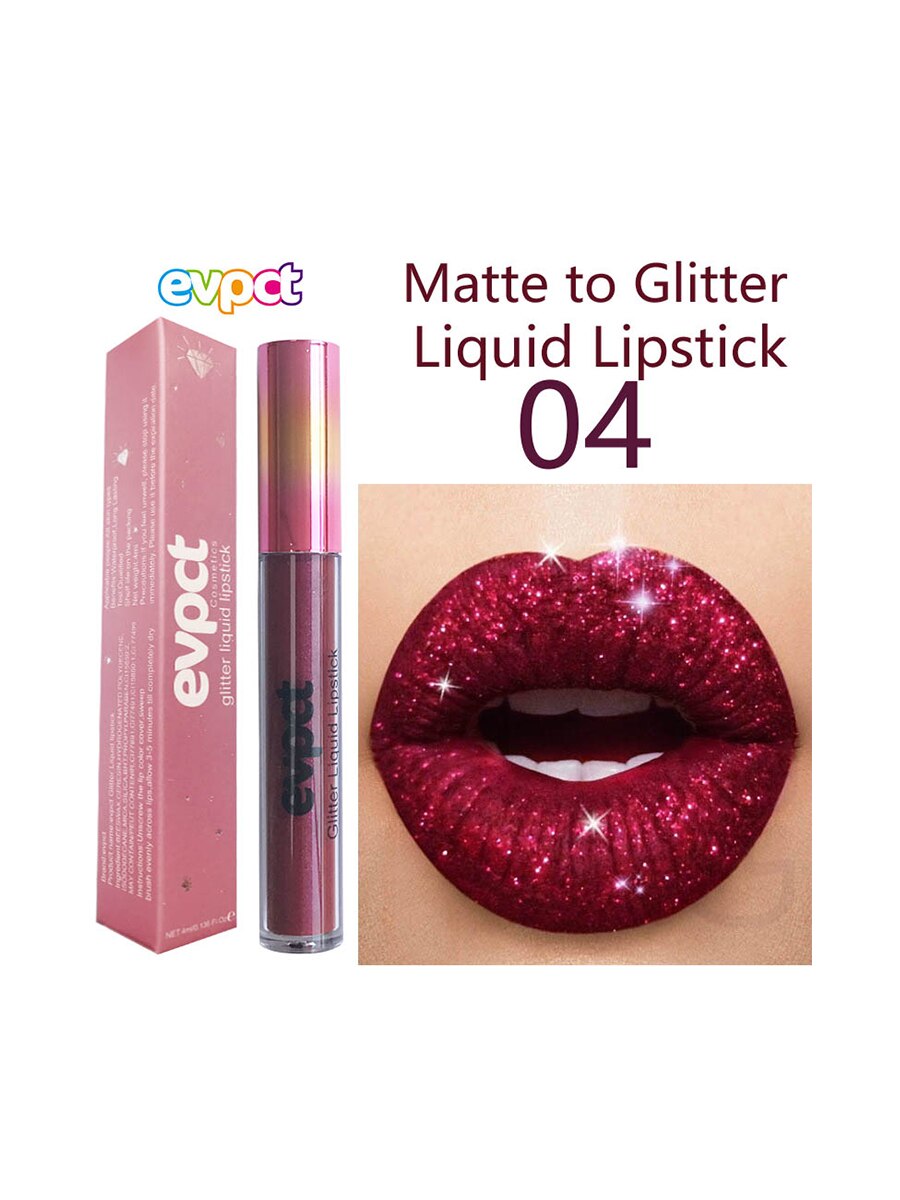 1PC Glitter Diamond Liquid Waterproof Lipstick