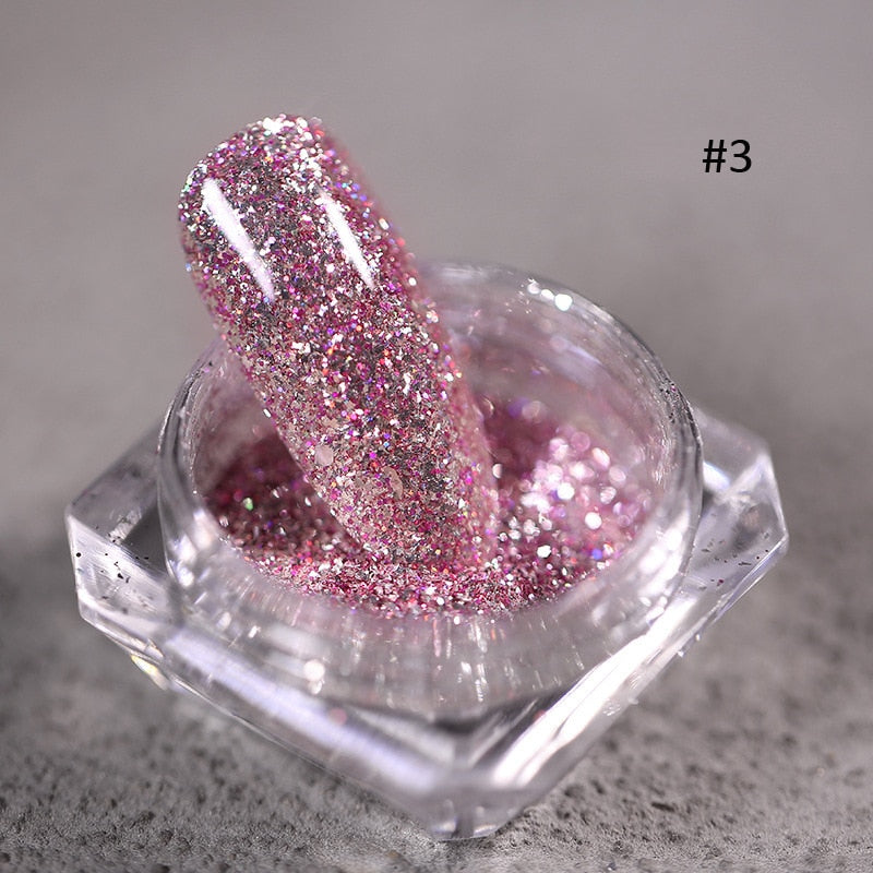 1Jar Crystal Diamond Powder Rainbow Shiny Nail