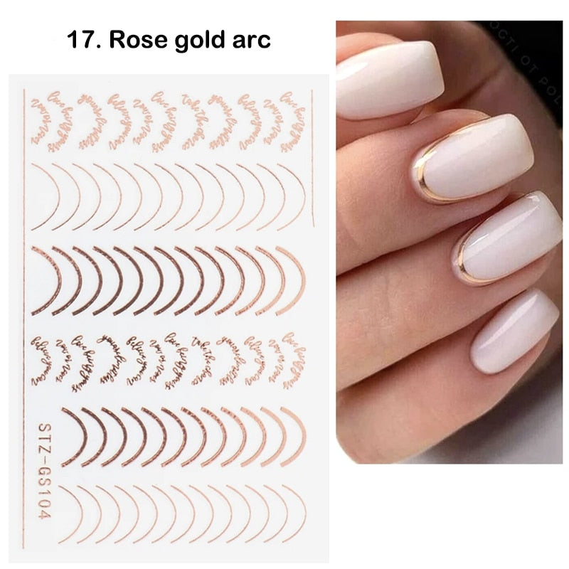 3D Stickers  Lines Holographic Silver Stripe  Nail