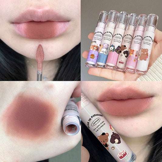 1/3pcs Lip Glaze Matte Liquid Lipstick Cute Bear