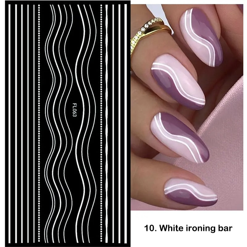 3D Stickers  Lines Holographic Silver Stripe  Nail