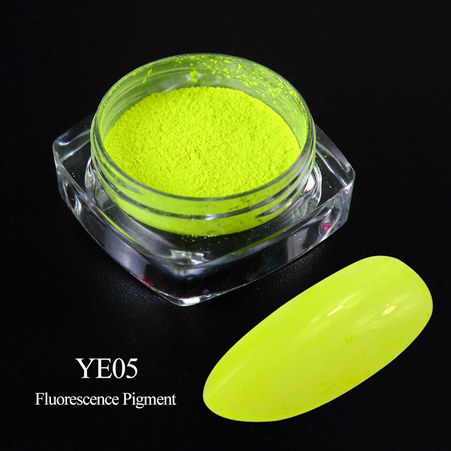 Neon Pigment Yellow Green Orange Rubbing Nail