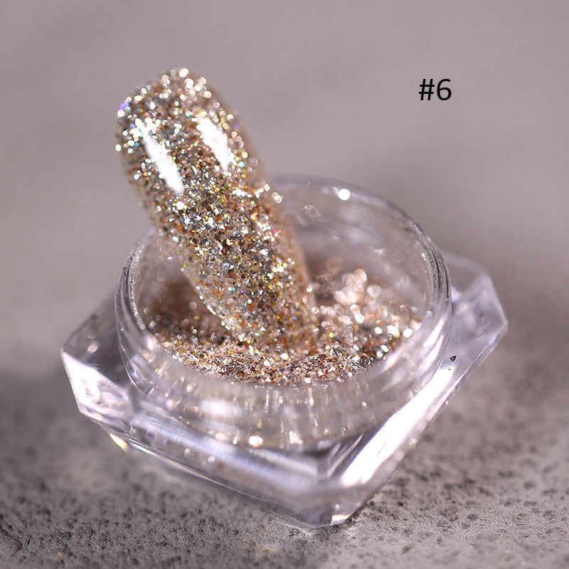 1Jar Crystal Diamond Powder Rainbow Shiny Nail
