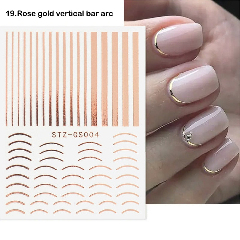 3D Stickers  Lines Holographic Silver Stripe  Nail