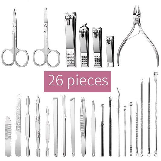 26Pcs/Set Stainless Steel Nail Clipper Pedicure Tool