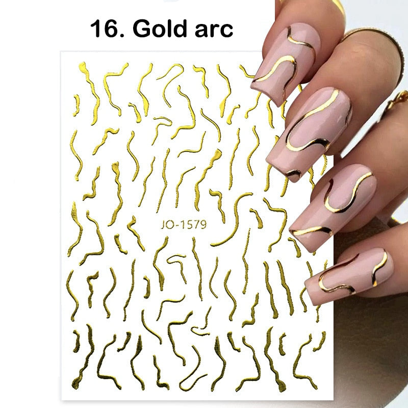 3D Stickers  Lines Holographic Silver Stripe  Nail