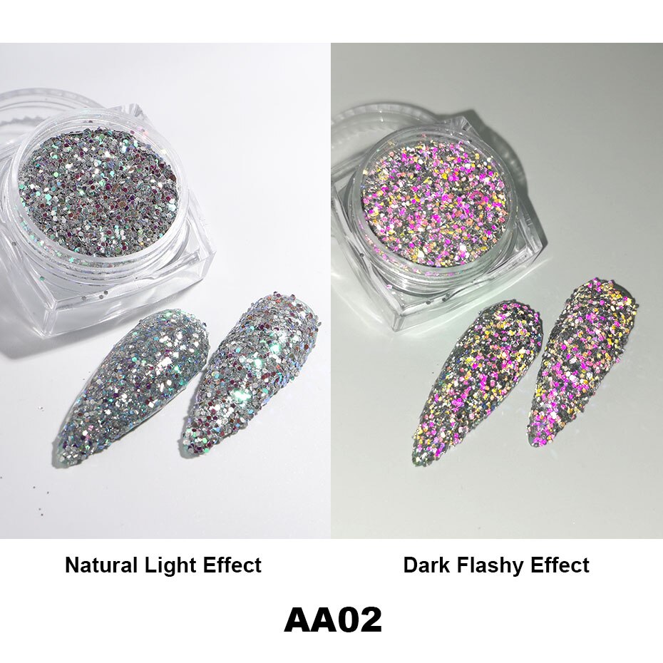 1Box Reflective Powder Sequins Holographic Glitter Nails