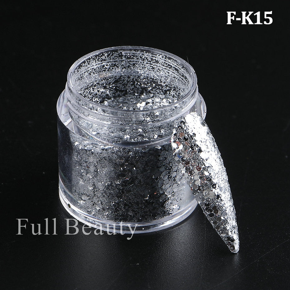 Shiny Glitter Sugar Sand Nails 3D Acrylic Flowers White