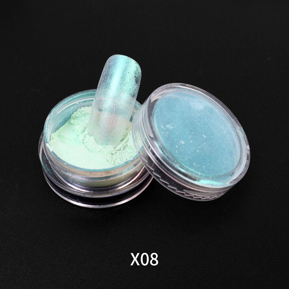 Moonlight Mirror Power White Silver Glitters Metallic  Nails