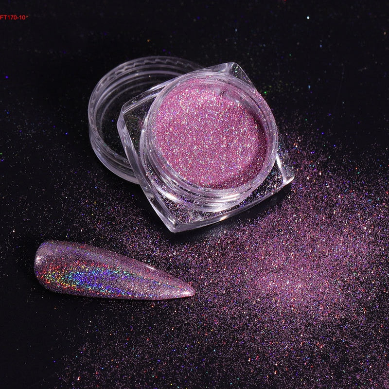 Holographic Powder Laser  Magic Mirror Glitter Rub Dust  Nail