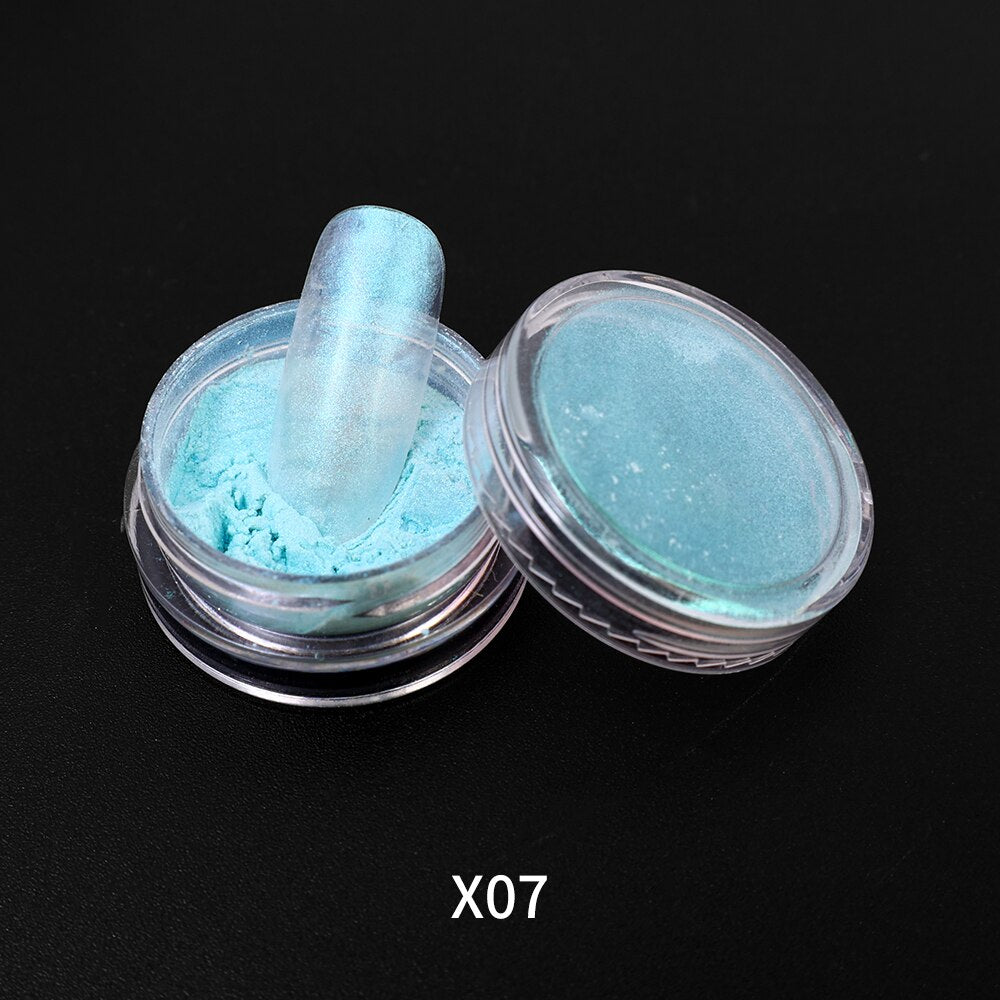 Moonlight Mirror Power White Silver Glitters Metallic  Nails