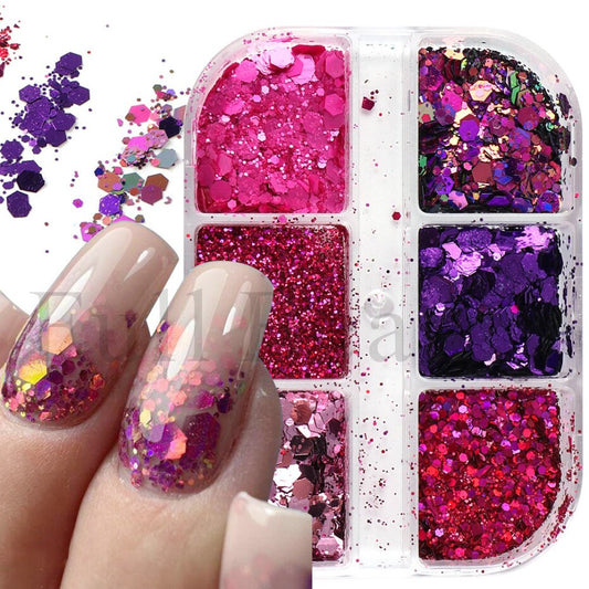 Red Princess Sequin Nails Spangles Holographic Glitter Powder