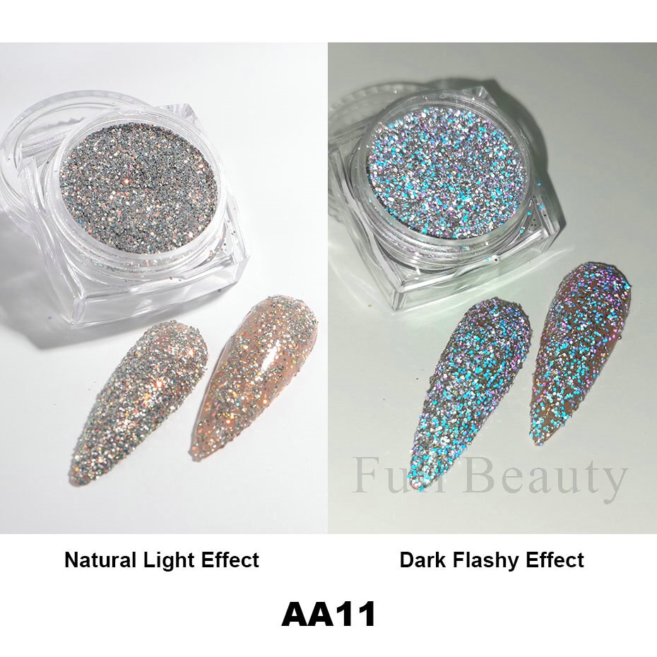 1Box Reflective Powder Sequins Holographic Glitter Nails