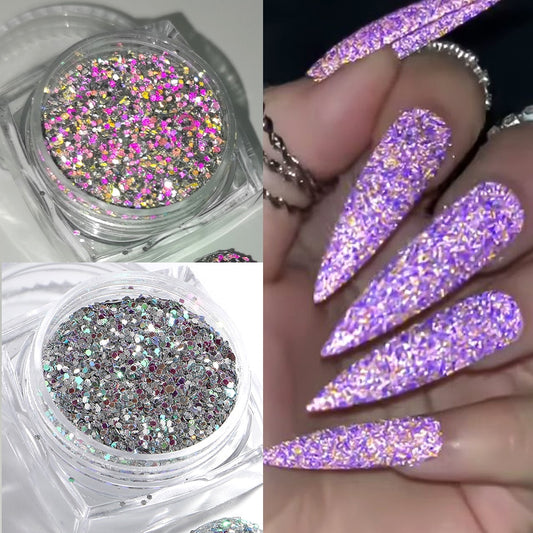 1Box Reflective Powder Sequins Holographic Glitter Nails