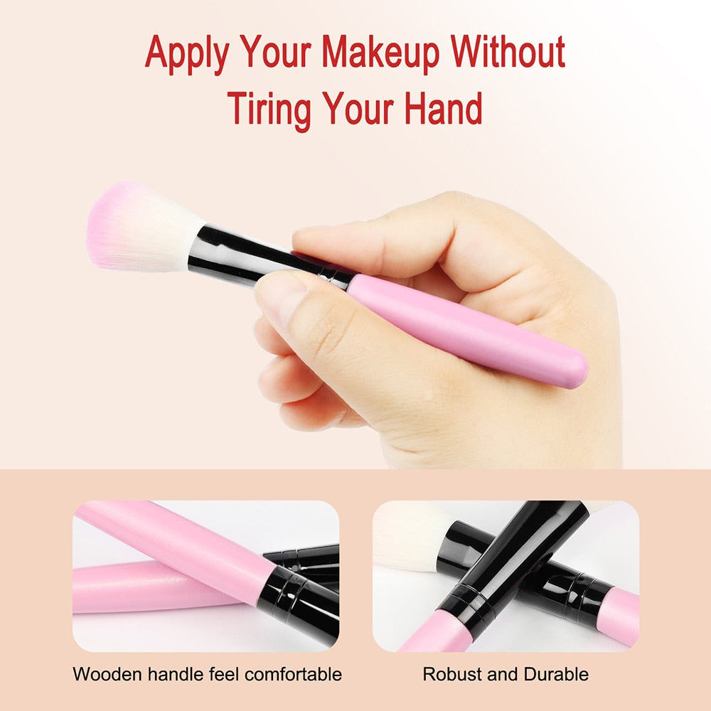 Pink 13Pcs Makeup Brush  Set For Cosmetics Foundation
