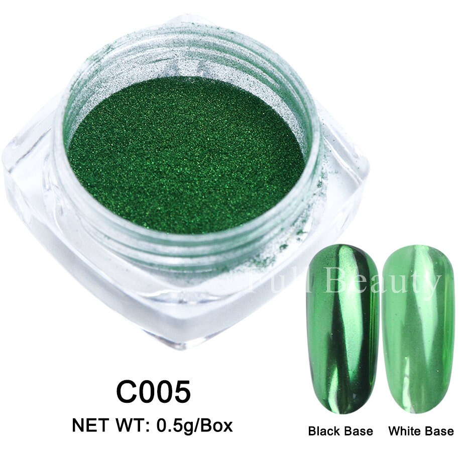 Neon Pigment Yellow Green Orange Rubbing Nail