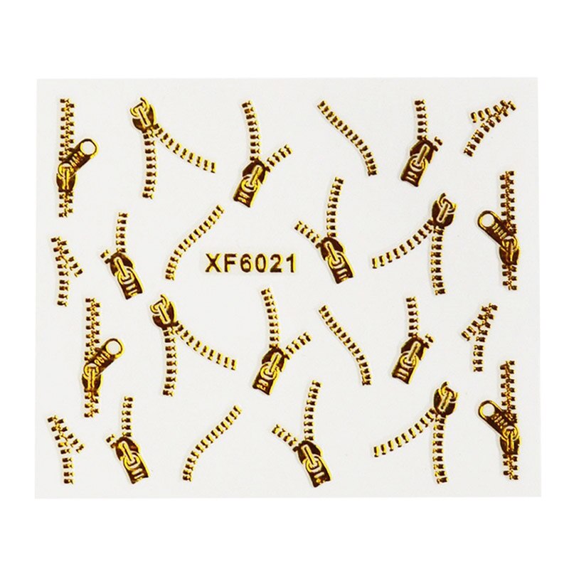 Gold Zipper 3d Designs Nail Art Stickers Decals Manicure