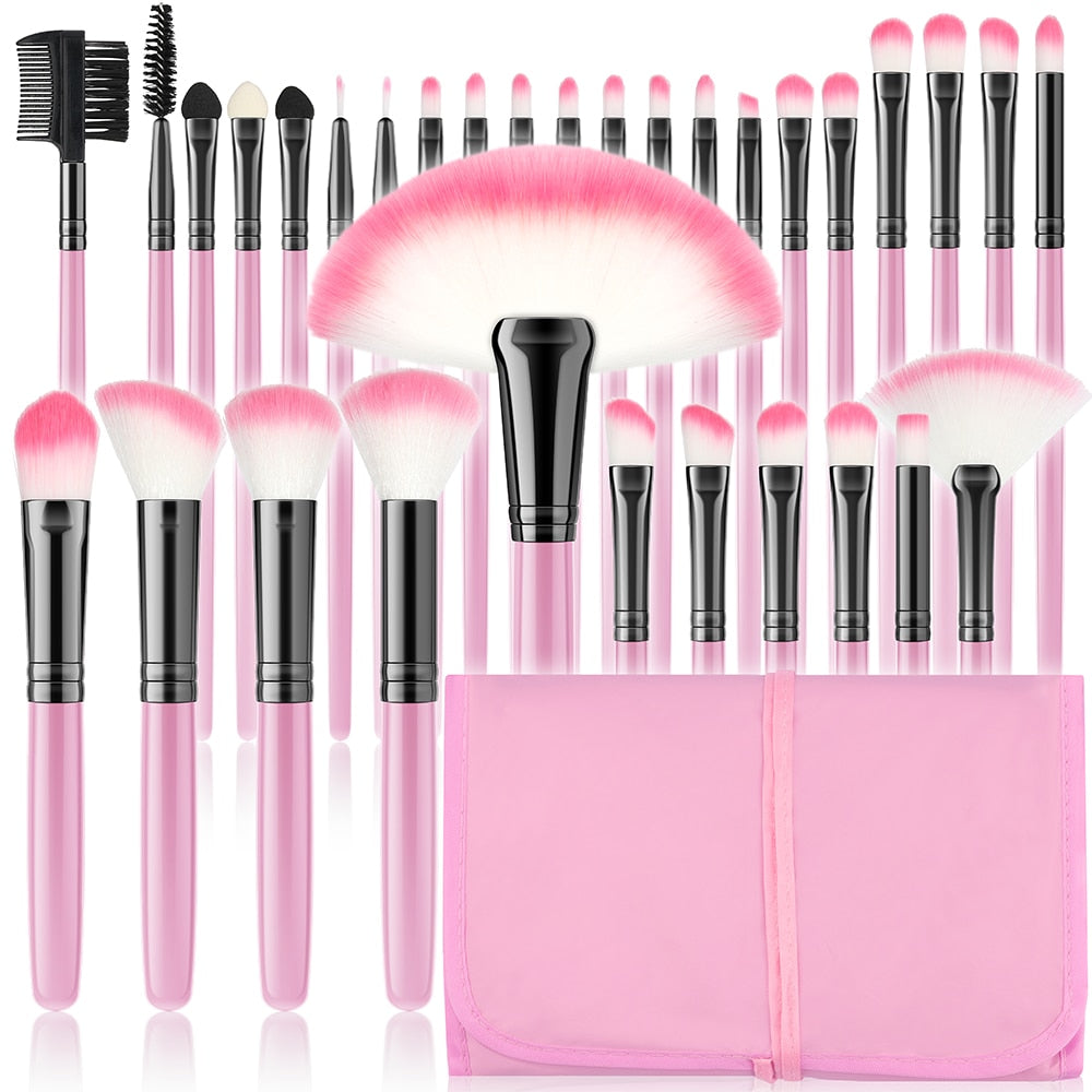 Pink Makeup Brushes Set for Cosmetics Foundation