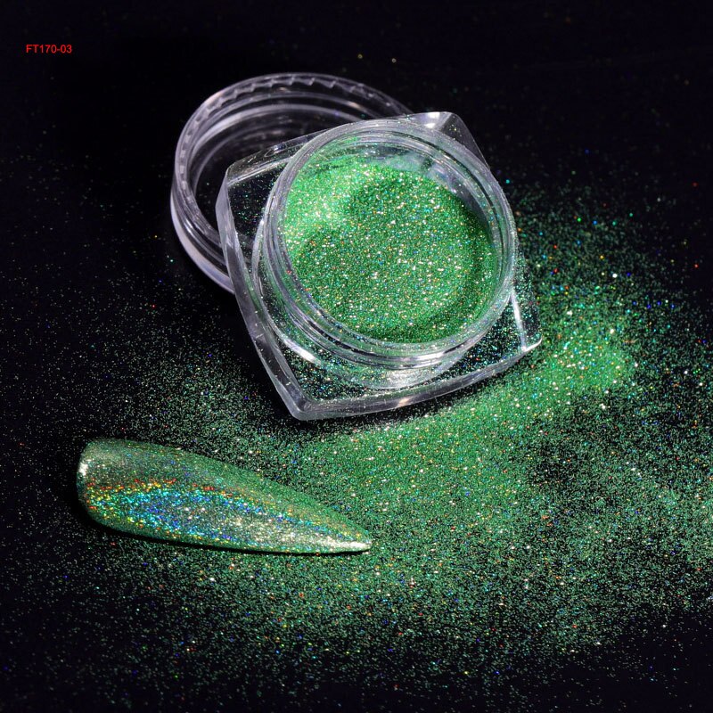 Holographic Powder Laser  Magic Mirror Glitter Rub Dust  Nail