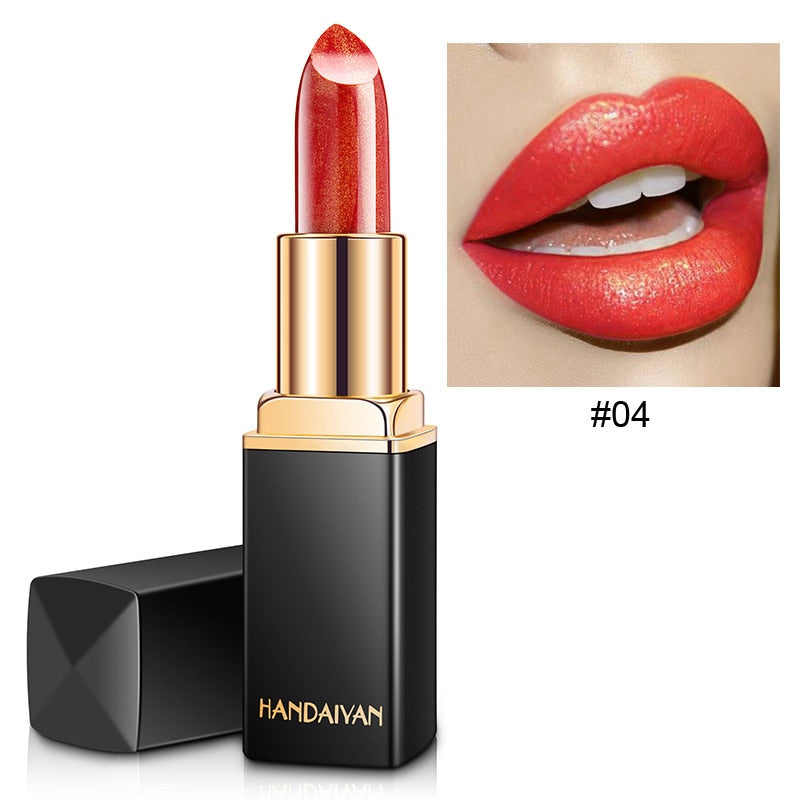 9 Colors Waterproof Nude Pink Glitter Lipstick Makeup