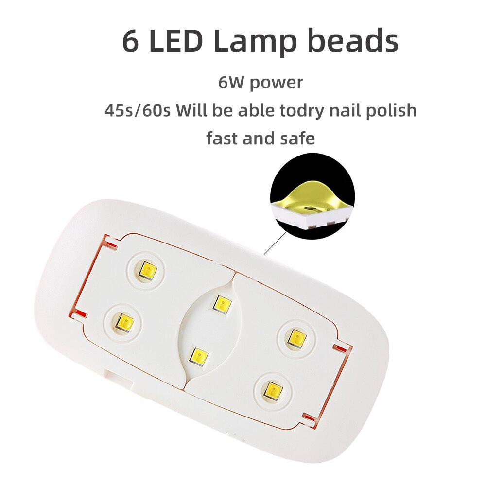 6W Mini Nail Dryer Machine Portable 6 LED UV Lamp