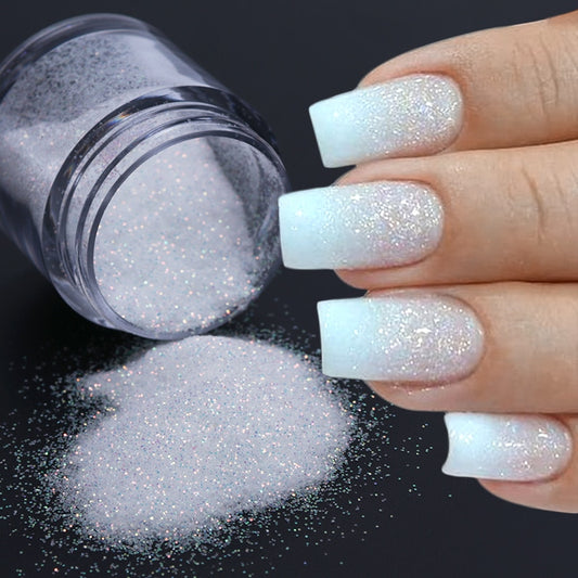 Shiny Glitter Sugar Sand Nails 3D Acrylic Flowers White