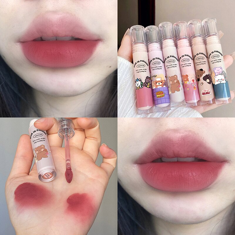 1/3pcs Lip Glaze Matte Liquid Lipstick Cute Bear