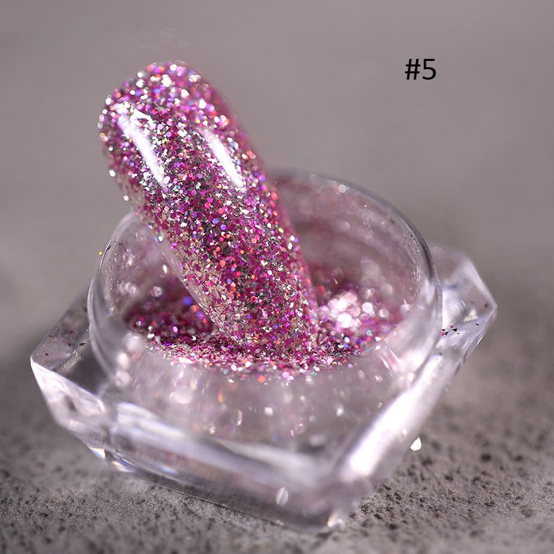 1Jar Crystal Diamond Powder Rainbow Shiny Nail