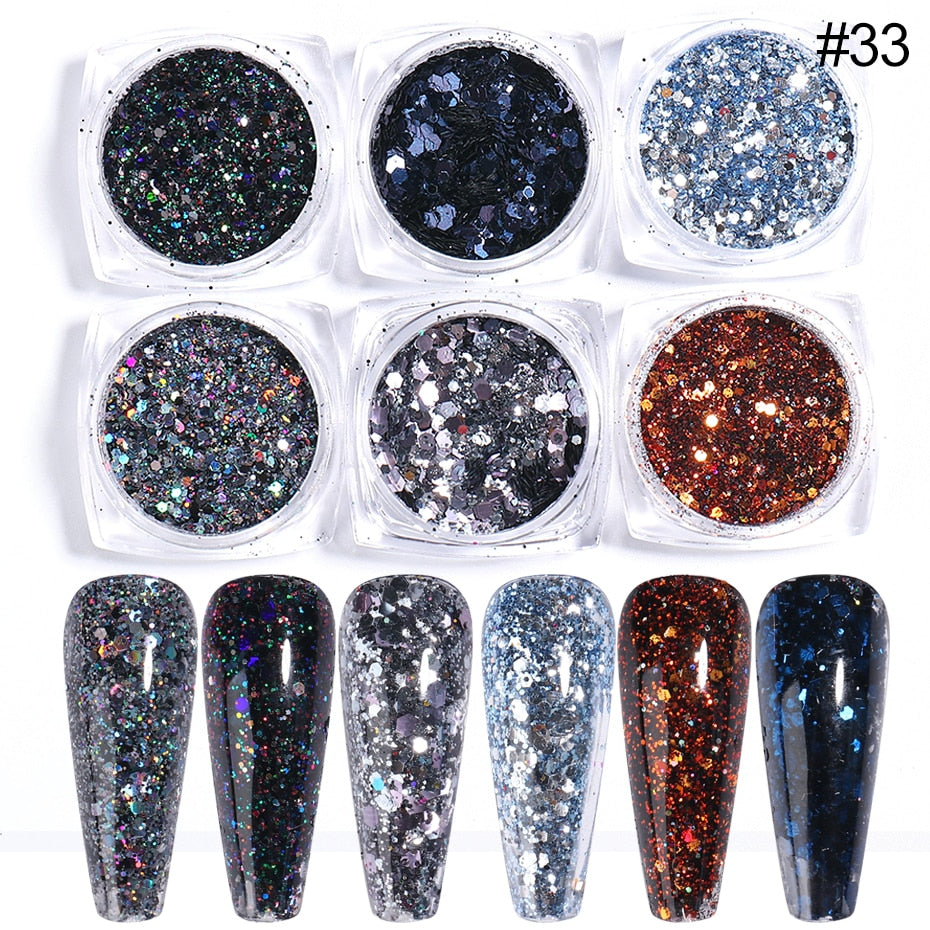 Glitter Sandy Sugar Powder Black White Silver Grainy Shinning Sequins