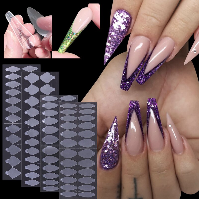 24pcs NEW Silicone Nail Form Extension Tips Sticker
