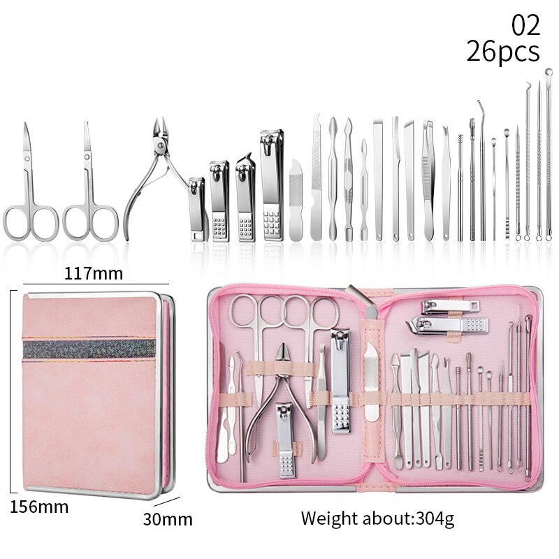 26Pcs/Set Stainless Steel Nail Clipper Pedicure Tool