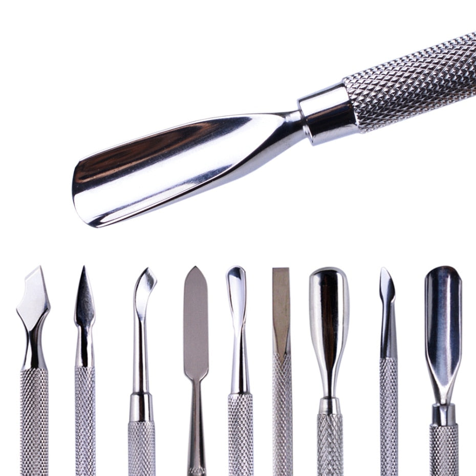 Stainless Steel Cuticle Pusher  Remover Art Cleaner Care Tool
