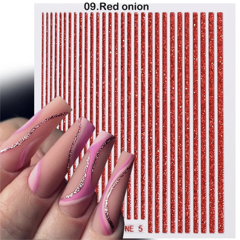 3D Stickers  Lines Holographic Silver Stripe  Nail