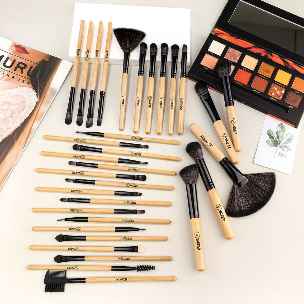 32pcs Makeup Brushes Set Wood