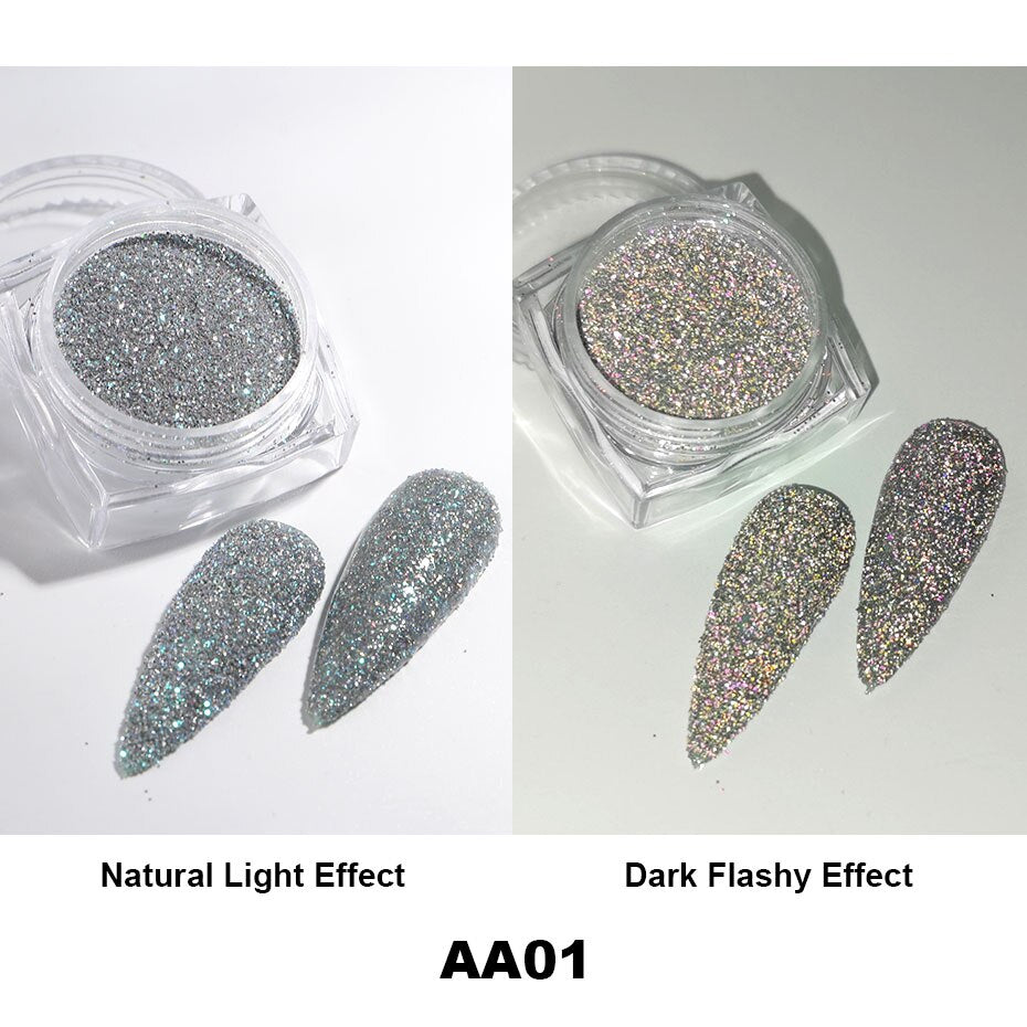 1Box Reflective Powder Sequins Holographic Glitter Nails