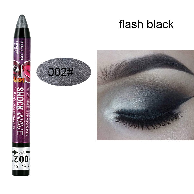 2 In 1 Pearlescent Eyeshadow Lipstick Stick Pencil Waterproof