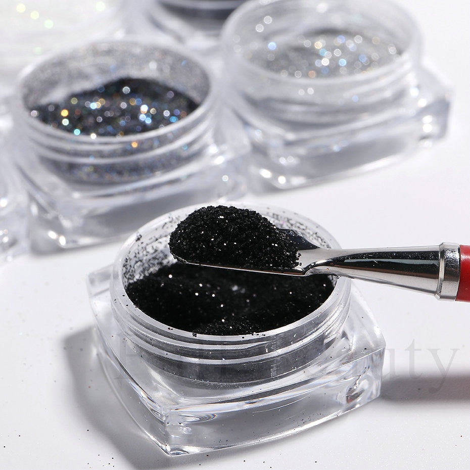 Glitter Sandy Sugar Powder Black White Silver Grainy Shinning Sequins