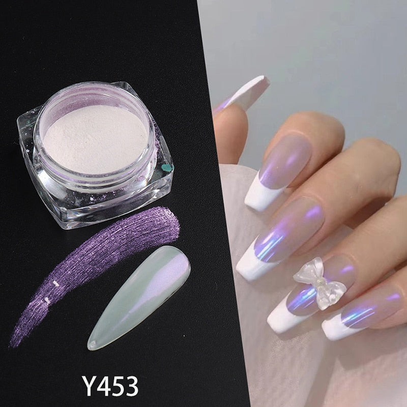Holographic  Dust Ice Neon Mermaid Mirror Glitter Pearl Aurora Nail