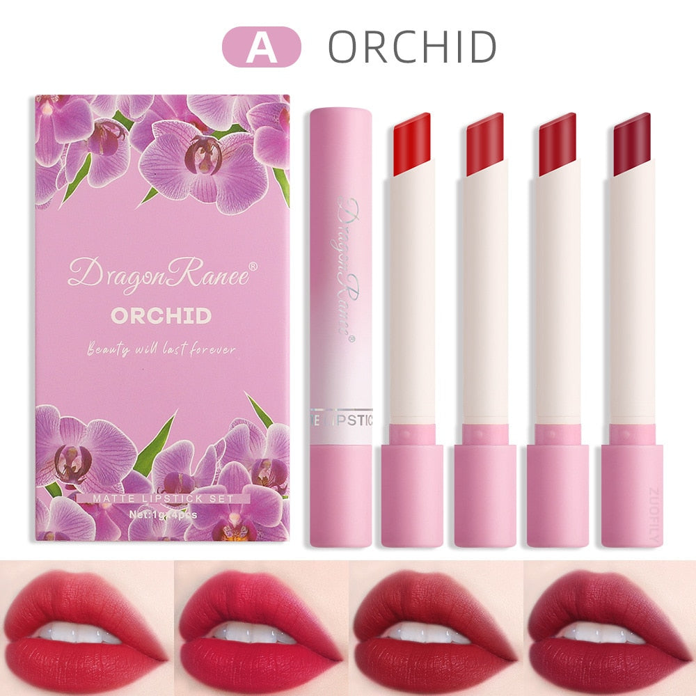 4pcs/set Creative Cigarette Lipstick Velvet Matte