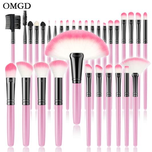Pink Makeup Brushes Set for Cosmetics Foundation