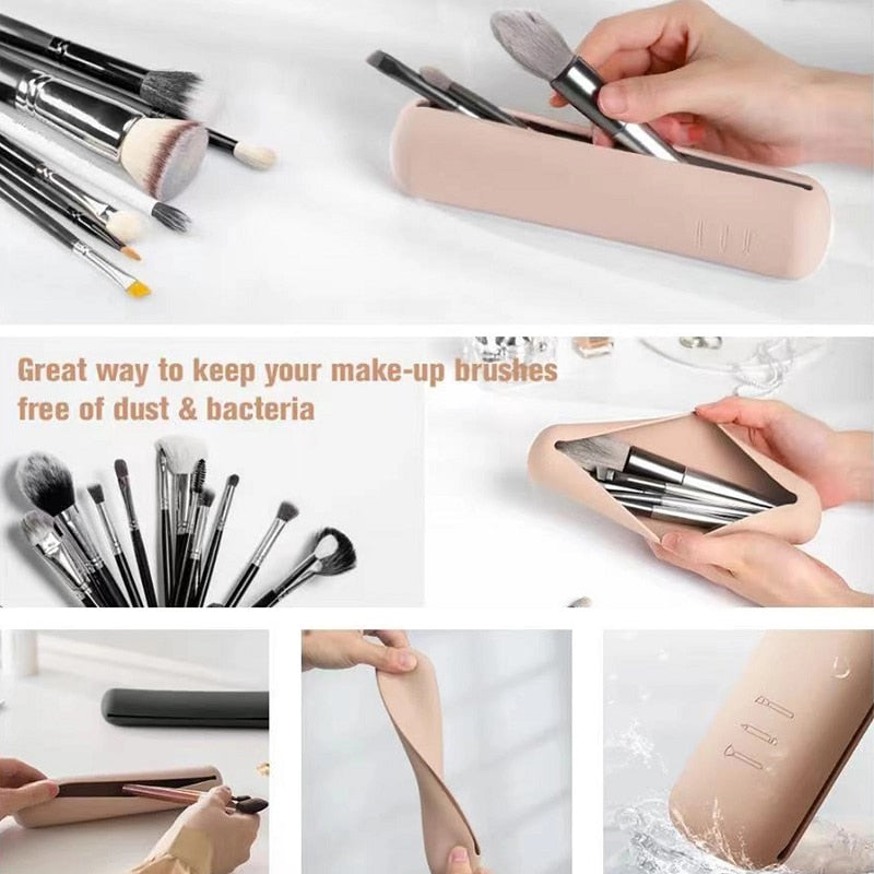Silicone Holder Case Portable Cosmetic Face Brushes Travel Bag